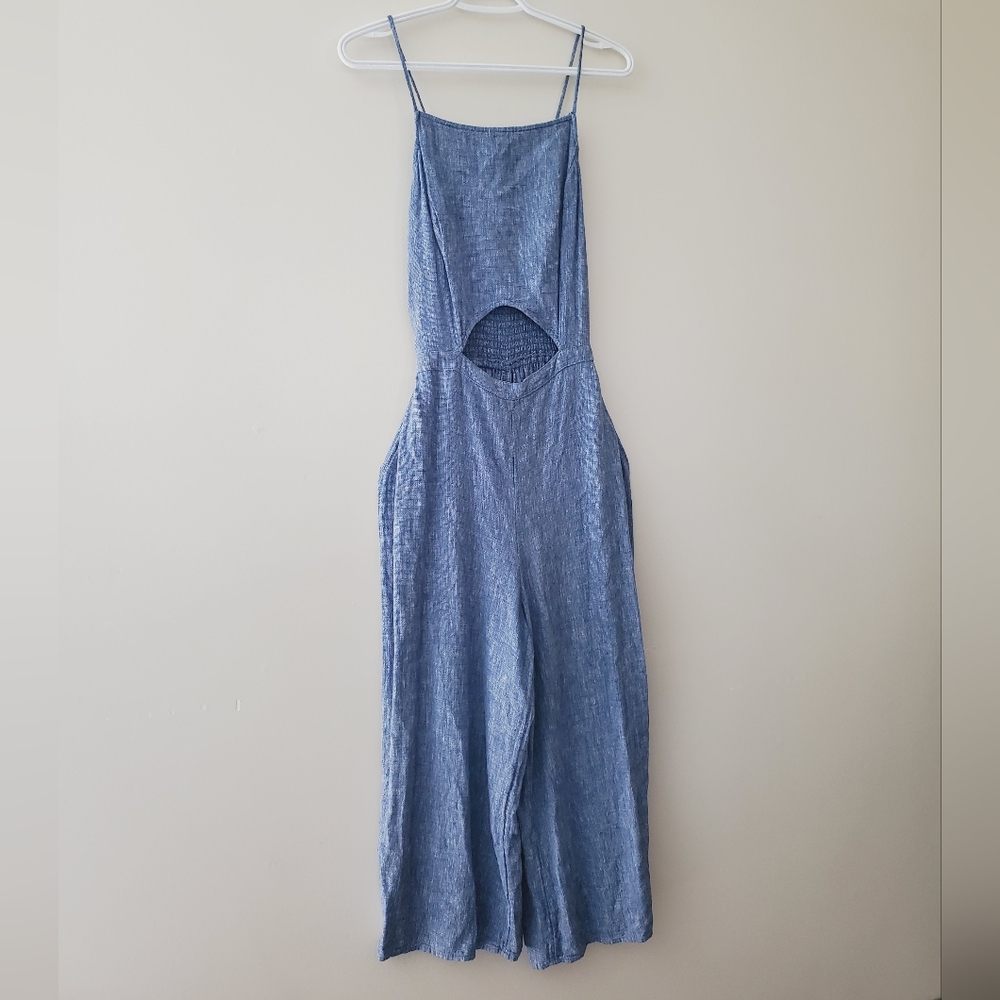 Hollister Linen Blend Wide Leg Jumpsuit